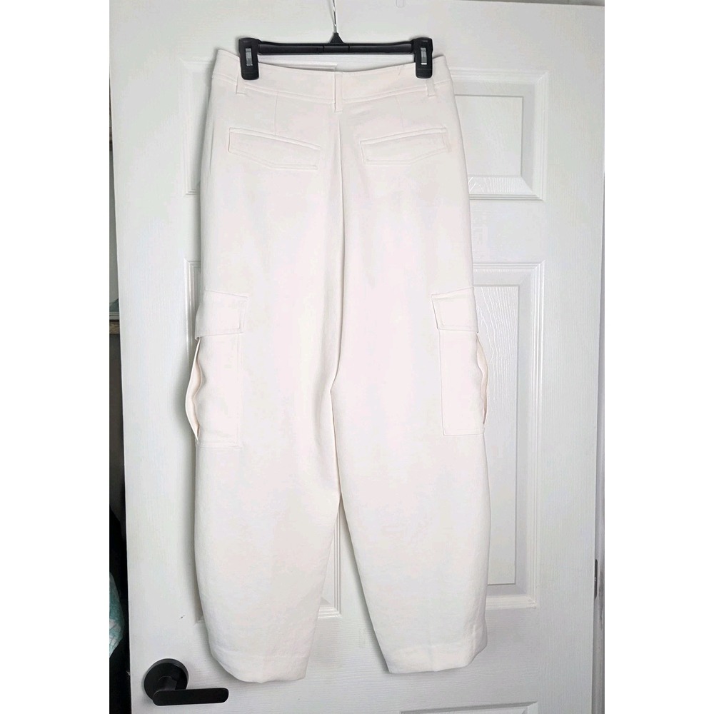 Wilfred Aritzia Womens 8 Ivory Barrel Cargo Pants Wide Leg High Rise Pockets - Picture 9 of 10